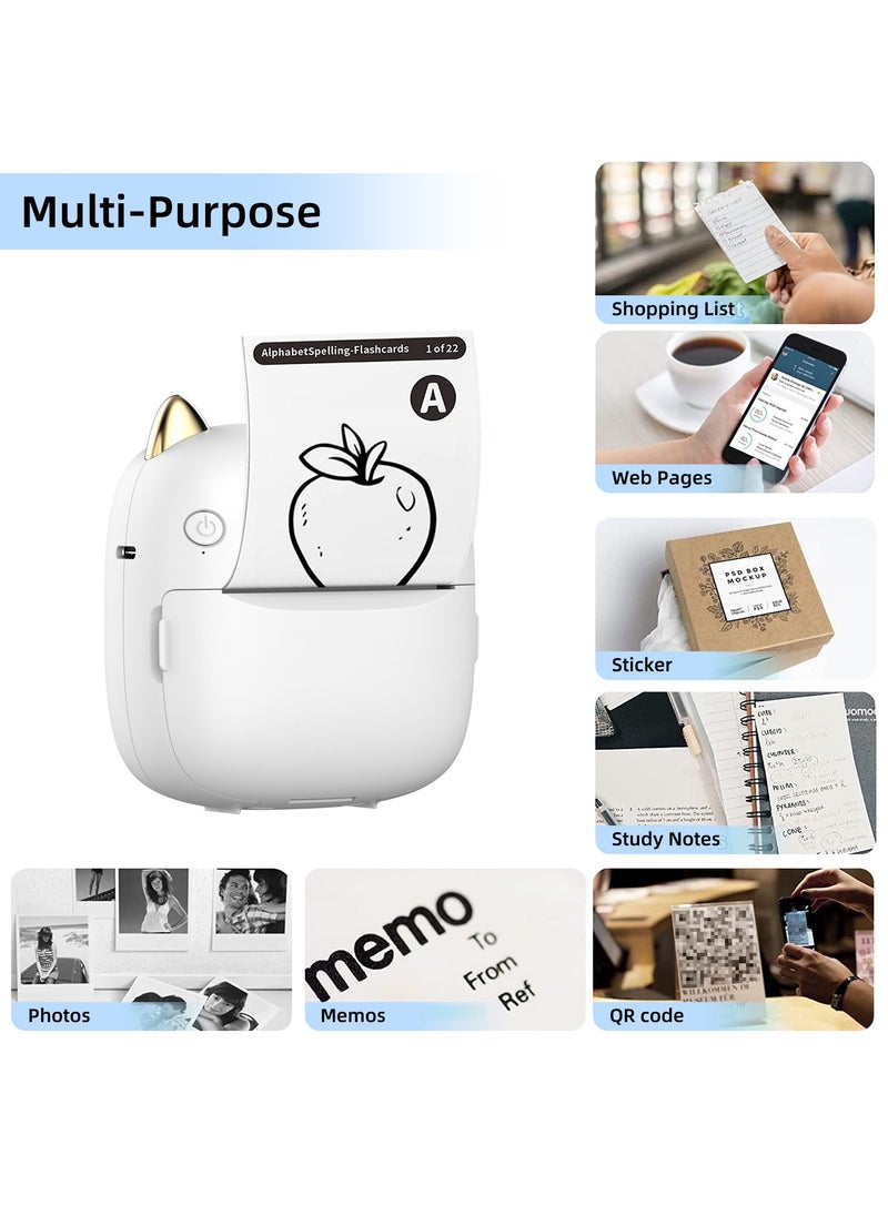 FlashHawk Mini Pocket Printer,Portable Thermal Printer Bluetooth Connection 203DPI for Picture Label DIY Handcraft List Memo Notes Journal Receipt Paper Compatible with Android iOS System  - Image 2