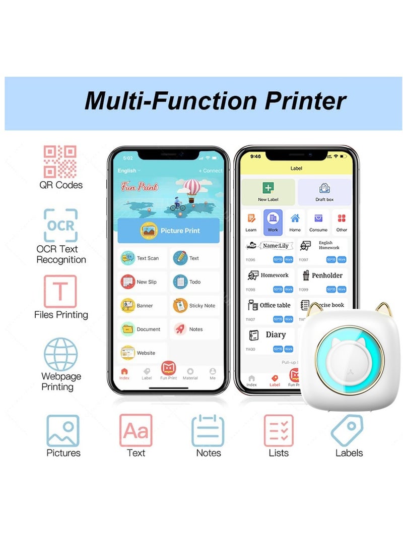 FlashHawk Mini Pocket Printer,Portable Thermal Printer Bluetooth Connection 203DPI for Picture Label DIY Handcraft List Memo Notes Journal Receipt Paper Compatible with Android iOS System  - Image 3