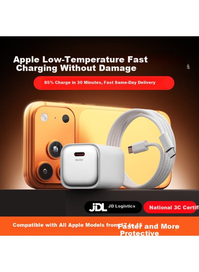 Oksj 45w Gan Fast Charger Set For Apple Iphone 17/16/15 With 1.5m Braided Cable - Image 1