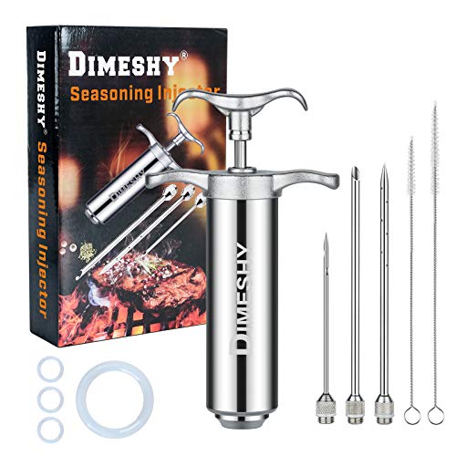 DIMESHY Heavy duty 304 Stainless Steel Meat Injector Kit with 2-oz Large Capacity Barrel with 3 commercial Marinade Needles - Image 1