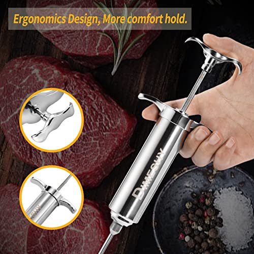 DIMESHY Heavy duty 304 Stainless Steel Meat Injector Kit with 2-oz Large Capacity Barrel with 3 commercial Marinade Needles - Image 2