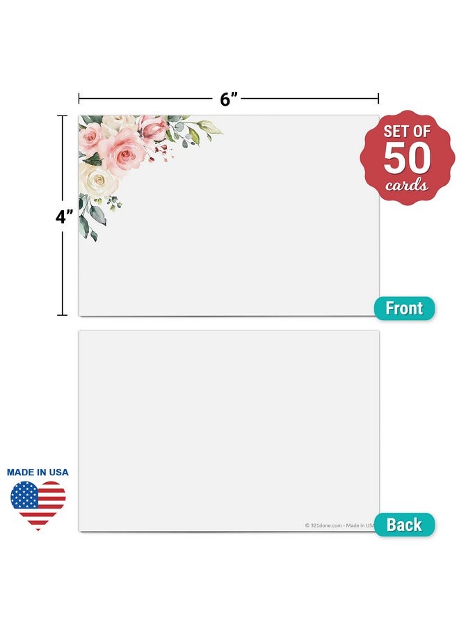 Pink Roses Cards 4X6 White (50 Pack) Made In Usa Cute Floral Design Left Corner Plain Blank To Make Your Own Notecards Invites Greeting Cards Table Cards Thick Heavy Cardstock - pzsku/Z2E7BA6B7D41F2C6BFC0CZ/45/_/1724477182/f9a07673-bea6-45ab-b4cf-4fa869363606