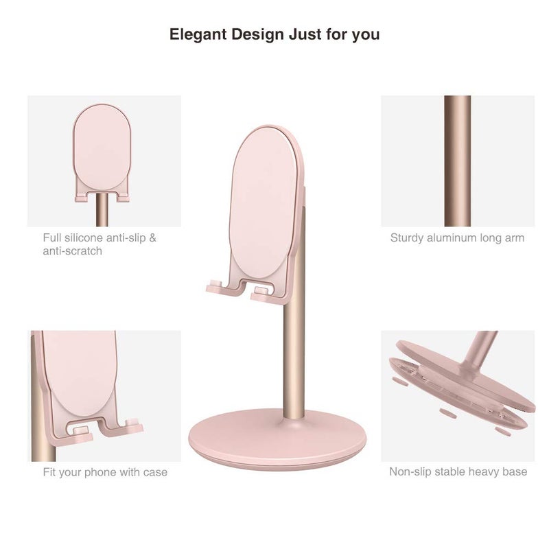 Bright Stone Phone Stand for Desk, Adjustable Cell Phone Holder for Desk, Compatible with 4"-12.9" Phones/Tablet/iPhone/iPad/Switch (Pink) - Image 5