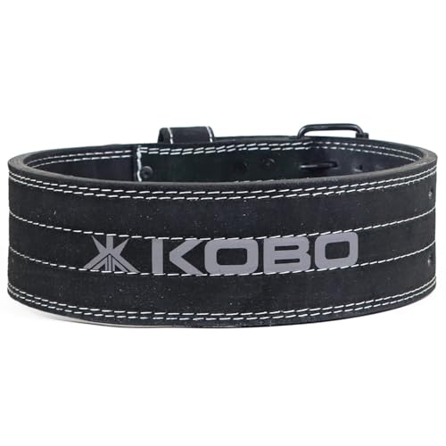 Kobo 10mm Prong Gym Belt For Weight Lifting Fitness, Seude Leather, 4” Wide Back Support, 12 Adjustable Dual Holes, Powerlifting Bodybuilding Deadlift Squat Workout Strength Training, Men Women - Image 4