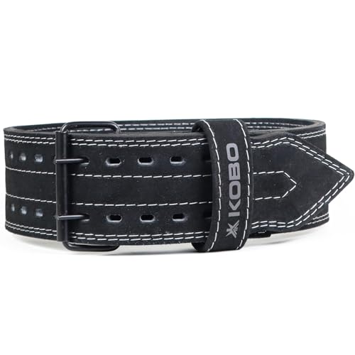 Kobo 10mm Prong Gym Belt For Weight Lifting Fitness, Seude Leather, 4” Wide Back Support, 12 Adjustable Dual Holes, Powerlifting Bodybuilding Deadlift Squat Workout Strength Training, Men Women - Image 3