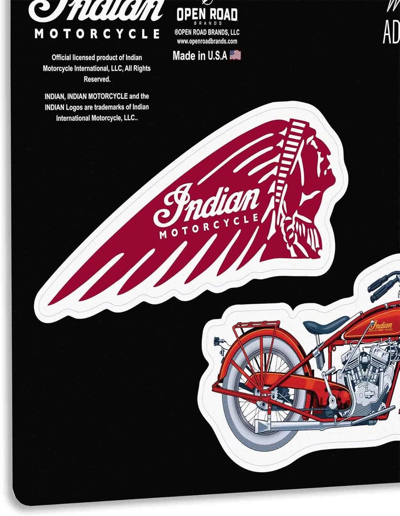 Open Road Brands Indian Motorcycle Company Self-Adhesive Vinyl Stickers, Vintage Set with Indian Motorcycle Decals for Car, Window or Laptop - Image 4