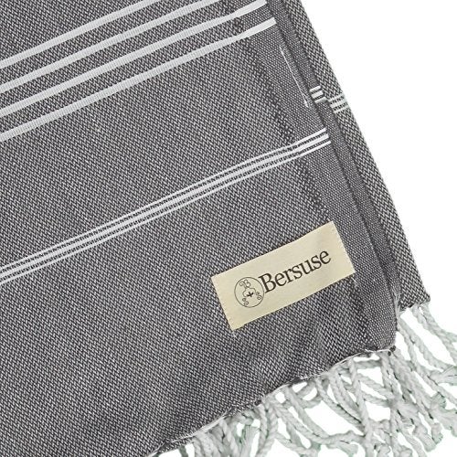 Bersuse Beach Towels Peshtemal Turkish Towels Anatolia Collection Premium Turkish Beach Towel, 100% Cotton, Large, Quick-Dry, Sand-Free, Lightweight - 37x70 Inches, Anthracite - Image 5