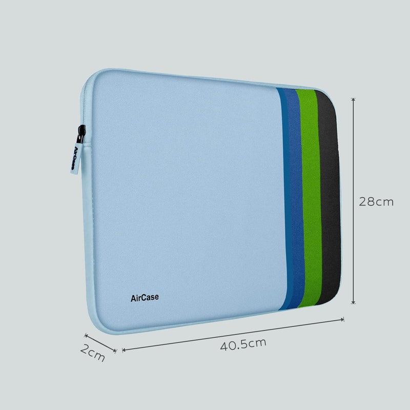 AirCase حقيبة لابتوب واقية تناسب لابتوب / ماك بوك حتى 15.6 بوصة، خالية من التجاعيد، مبطنة، مقاومة للماء، غلاف ناعم من النيوبرين، للرجال والنساء، أزرق مائي - Image 4