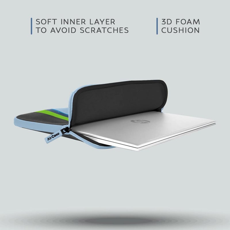 AirCase حقيبة لابتوب واقية تناسب لابتوب / ماك بوك حتى 15.6 بوصة، خالية من التجاعيد، مبطنة، مقاومة للماء، غلاف ناعم من النيوبرين، للرجال والنساء، أزرق مائي - Image 5