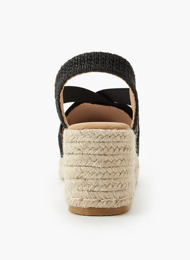 Peppermint Black Women Wedge Heel Slingback Espadrilles for Women | Best Price UAE
