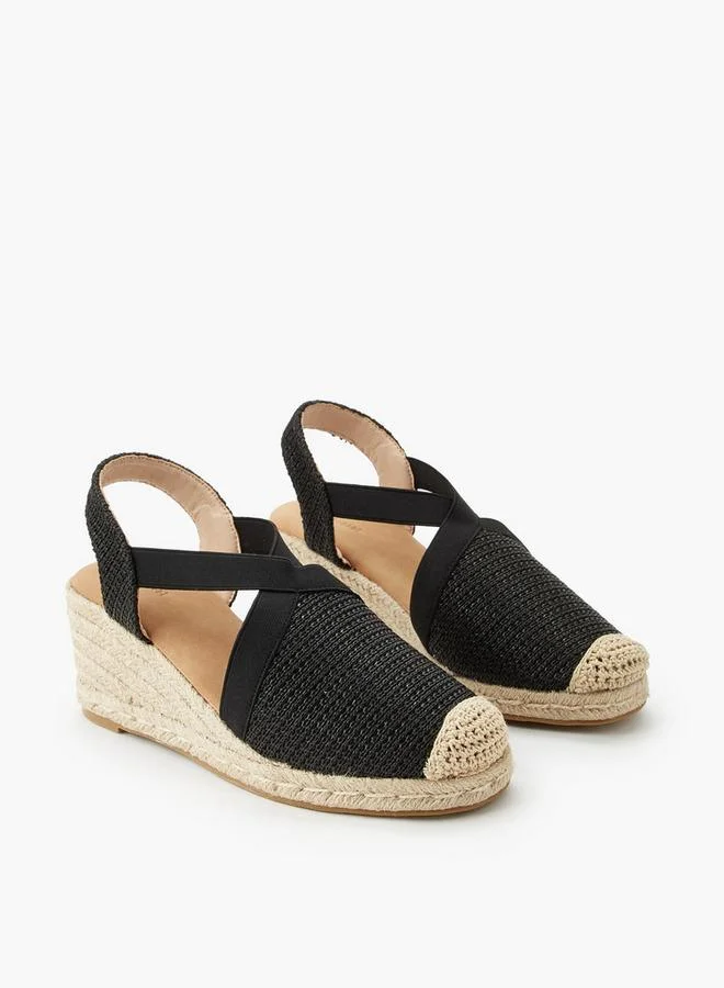 Peppermint Black Women Wedge Heel Slingback Espadrilles for Women | Best Price UAE