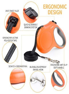 fida Fida Retractable Dog Leash, 16 ft Dog Walking Leash for Medium Dogs up to 44lbs, Tangle Free, Orange  - Image 3