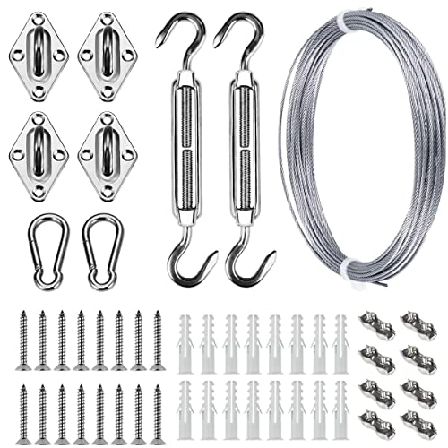 BEAYFILY Sun Shade Hardware Kit for Rectangle and Square Sun Shade Sails Installation,5 inch Heavy Duty Anti-Rust Sail Shade Hardware Kit with 50 ft Cable Wire Ropes - Image 1