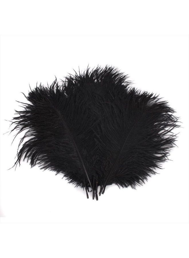 esowemsn 50pcs 10-15cm Natural Home Decor Ostrich Feathers for Home Wedding Xmas Party Decoration (Black) 
