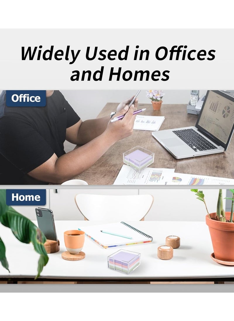 Empty Acrylic Sticky Note Holder, 8.5×8.5cm Crystal Clear Acrylic Notepad Holder Acrylic Sticky Note Dispenser for Dorm Room and Office Desk Organizer