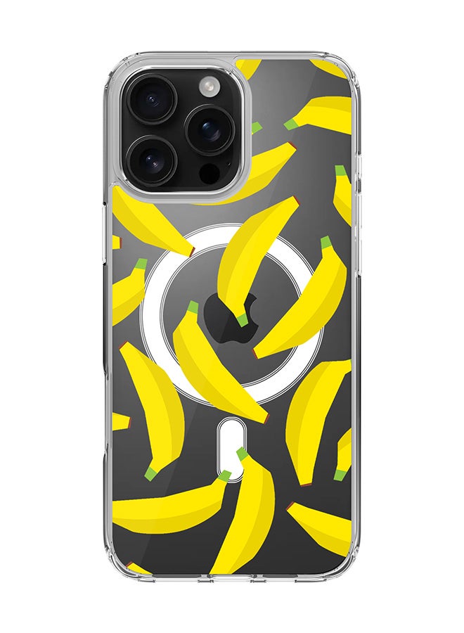 Stylizedd For iPhone 16 Pro Max Case [Compatible with MagSafe] Slim Magnetic cover Clear Phone Case - Scattered Bananas - Image 1