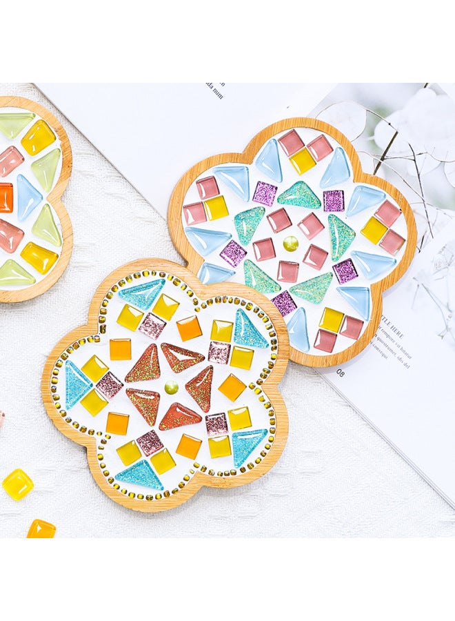 Mosaic DIY Coaster Creative Handmade Material Bag Kindergarten Teacher's Day Parent-child Activity Collage Toys-Color:Colorful Shells - Image 3