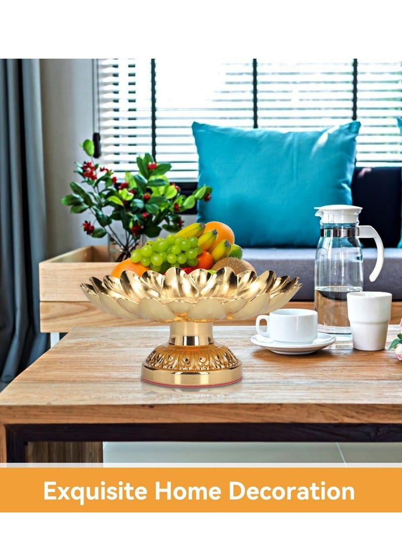 Footed Fruit Bowl,Countertop Fruit Holder Basket,Gold Fruit Bowl for Kitchen Counter Fruit Trays for Serving for Party Decorative Plate for Temples Sacrifices Home Decoration  - Image 3