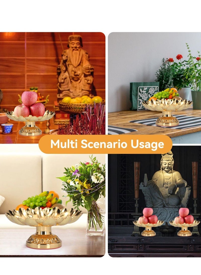 Footed Fruit Bowl,Countertop Fruit Holder Basket,Gold Fruit Bowl for Kitchen Counter Fruit Trays for Serving for Party Decorative Plate for Temples Sacrifices Home Decoration  - Image 4