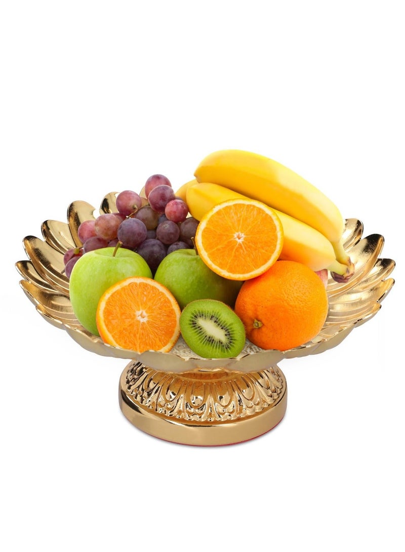Footed Fruit Bowl,Countertop Fruit Holder Basket,Gold Fruit Bowl for Kitchen Counter Fruit Trays for Serving for Party Decorative Plate for Temples Sacrifices Home Decoration  - Image 1