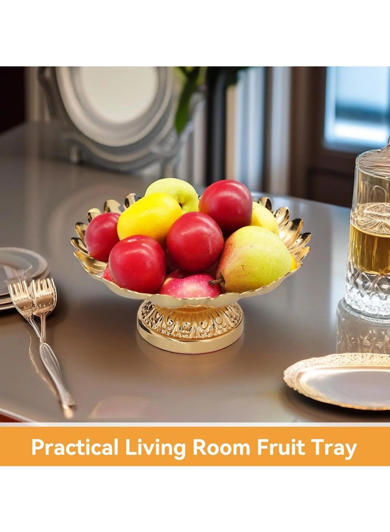 Footed Fruit Bowl,Countertop Fruit Holder Basket,Gold Fruit Bowl for Kitchen Counter Fruit Trays for Serving for Party Decorative Plate for Temples Sacrifices Home Decoration  - Image 2
