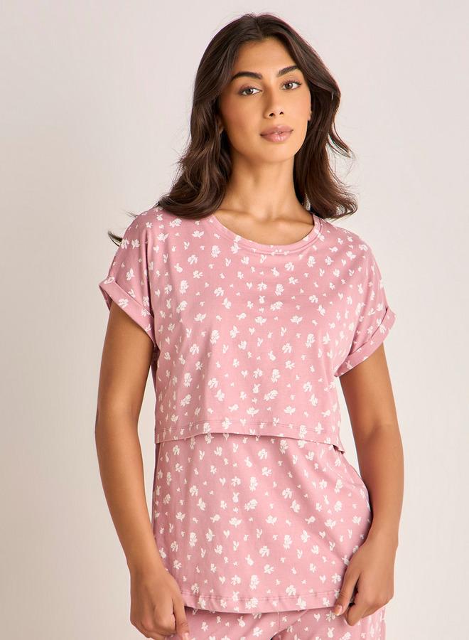 سبلاش فيڤ طقم بيجامة للحوامل بطبعة زهور - Image 2