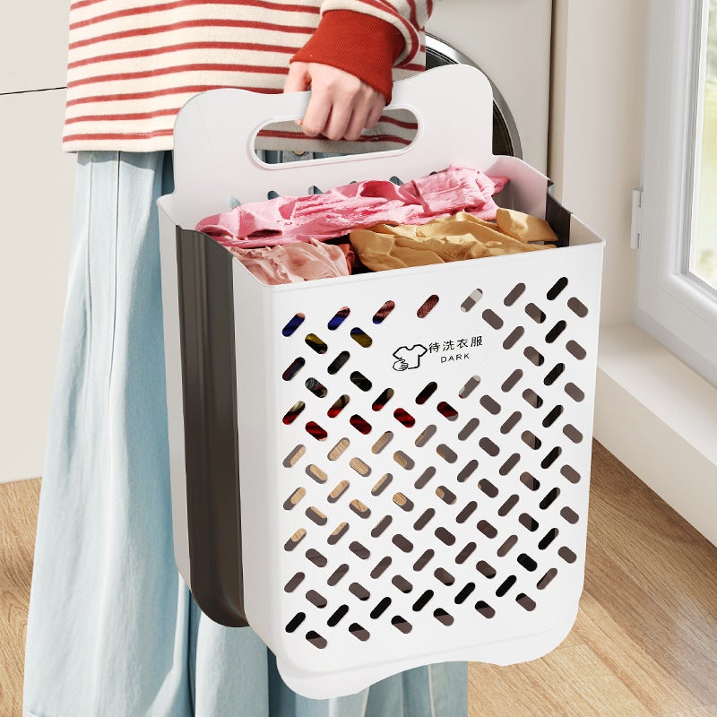 Plastic Folding Laundry Basket – Large Wall Hanging Storage for Dirty Clothes - Image 4