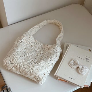 Generic Soft Knitted Flocking Cotton Womens Underarm Bag With