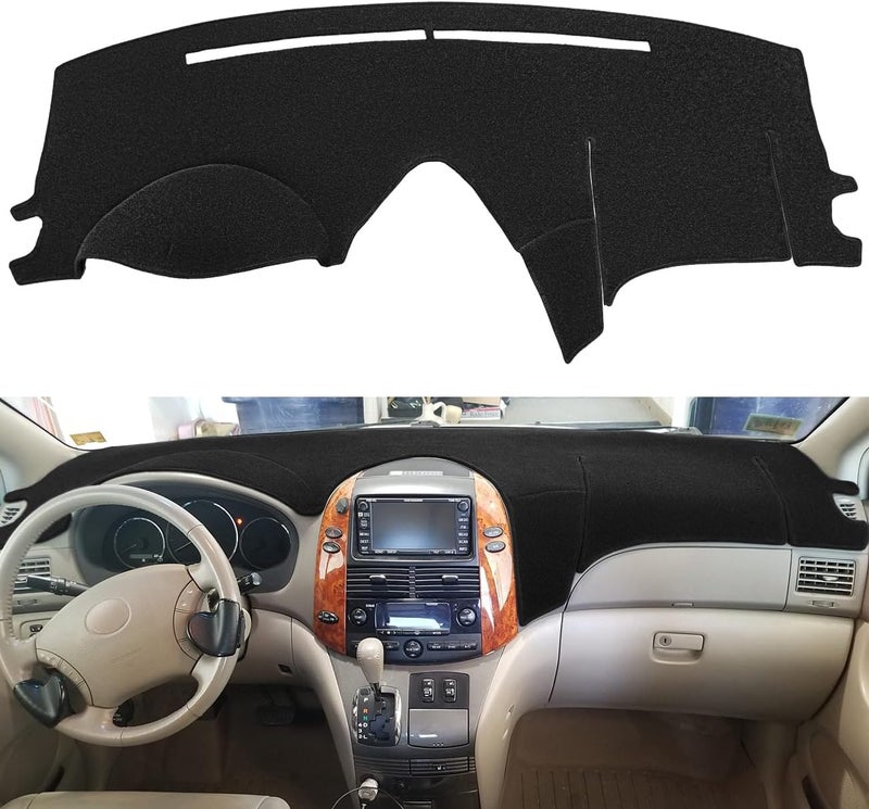 Fcovergurus Dash Cover Mat Custom Fit for Toyota Sienna 2004-2010, Dashboard Cover Pad Carpet Protector (Black) - Image 1