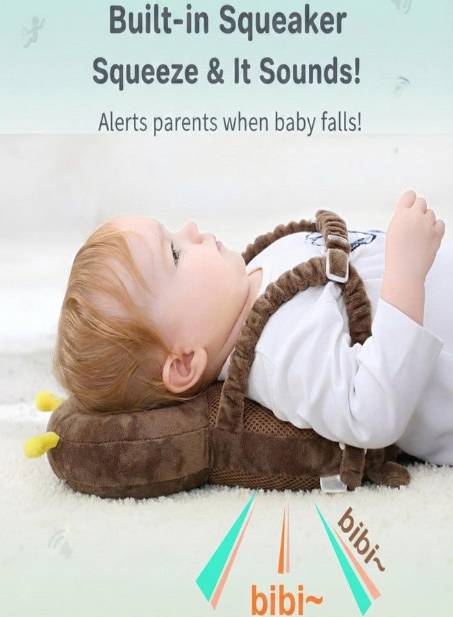 DaKos Baby Head Protector with Horizontal Safety Belt, Infant Head Safety Gear, Headguard for Toddlers for Babies Safety, Plain Brown Bee with 2 Pairs of (Random Color) Knee Pads - Image 3