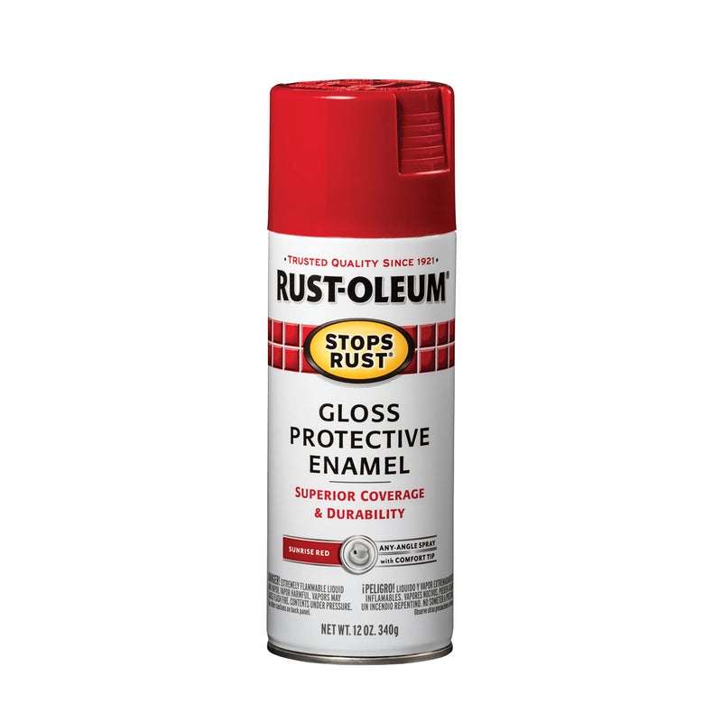 Rust-Oleum 7762830 Stops Rust Spray Paint, 12 oz, Gloss Red Sunrise - Image 1