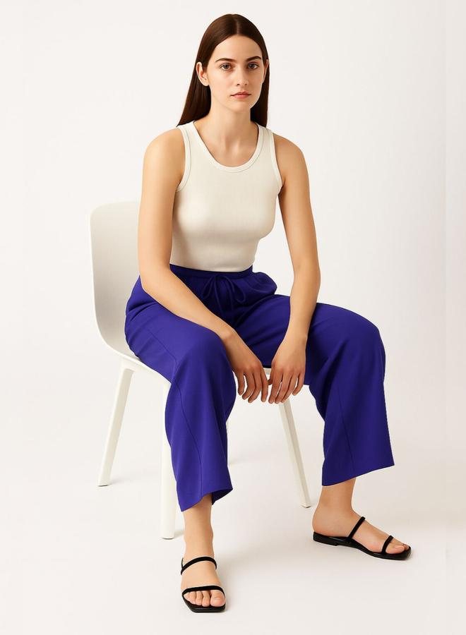 Pause Women Blue Wide Leg Drawstring Pants - Image 4