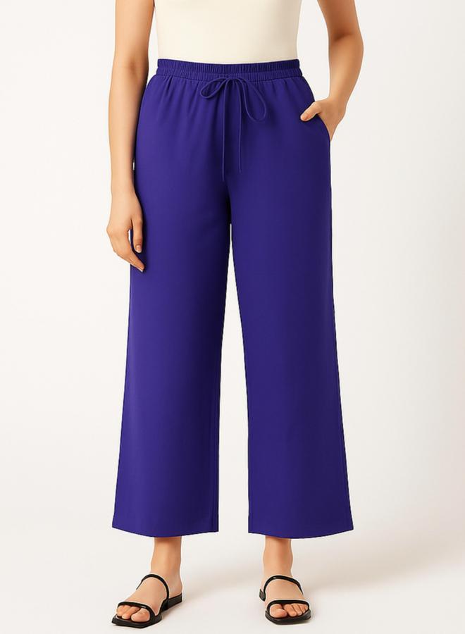 Pause Women Blue Wide Leg Drawstring Pants - Image 1