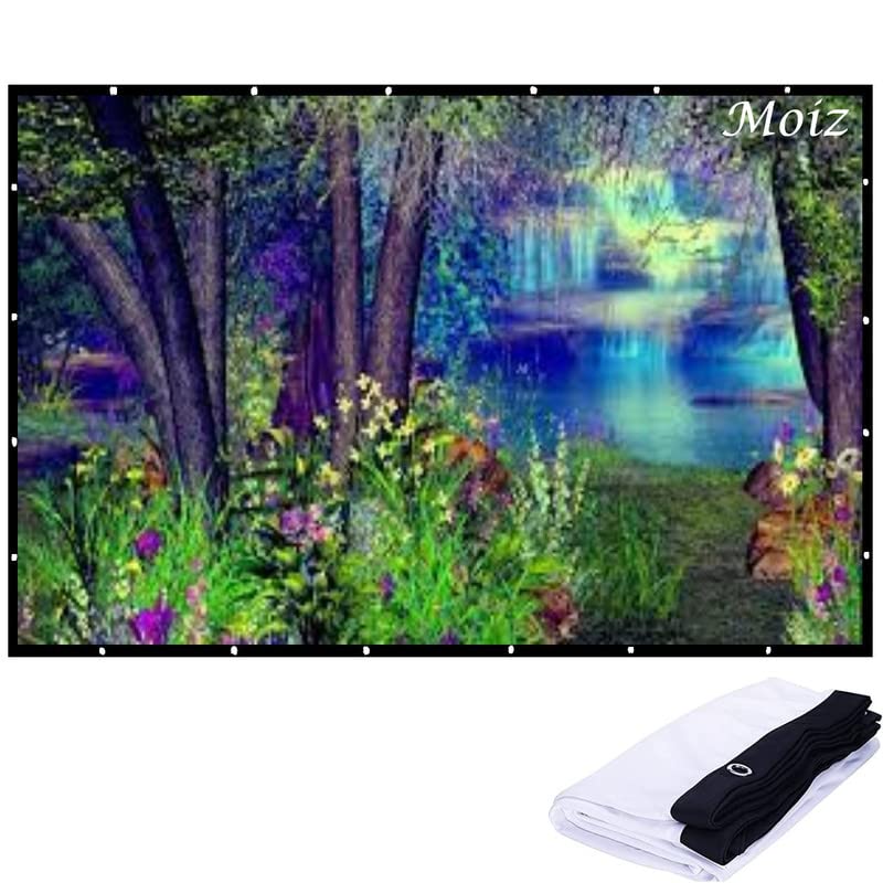 MOIZ [Upgraded] 77 Inch Projector Screen,4K HD 16:9 Portable Video Screen Foldable Anti-Crease (5.5FTX3.5FT) -(Width 170 cm x 106 cm Height) - Image 1