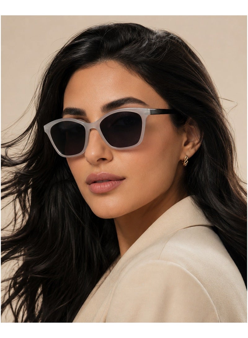 OPULIZE نظارات شمسية KAT للنساء والرجال، إطار على شكل عين قطة مع مفصلات زنبركية وعدسات ملونة بحماية UV400، رمادي (عبوة من 1) - Image 1