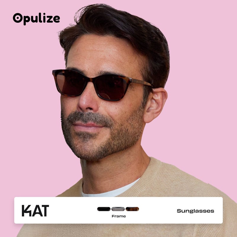 OPULIZE نظارات شمسية KAT للنساء والرجال، إطار على شكل عين قطة مع مفصلات زنبركية وعدسات ملونة بحماية UV400، رمادي (عبوة من 1) - Image 5