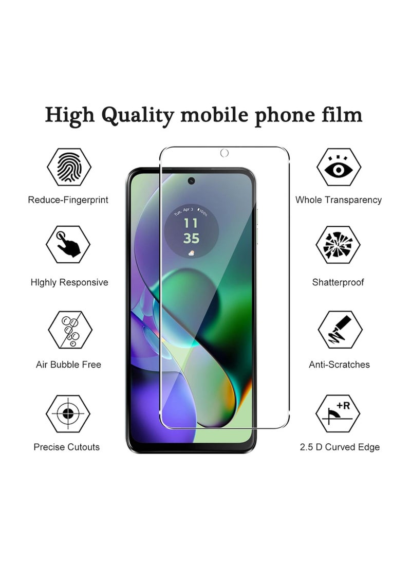 عام غلاف واقي شفاف مناسب لهاتف Motorola Moto G54 5G، مع 3 قطع من زجاج الحماية المقوى، غلاف هاتف فائق الرقة من مادة TPU المرن مع حماية هوائية في الزوايا، مقاوم للسقوط والخدوش والصدمات بتصميم بلوري شفاف - Image 4