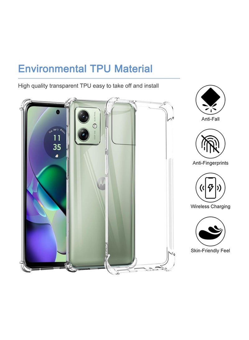 عام غلاف واقي شفاف مناسب لهاتف Motorola Moto G54 5G، مع 3 قطع من زجاج الحماية المقوى، غلاف هاتف فائق الرقة من مادة TPU المرن مع حماية هوائية في الزوايا، مقاوم للسقوط والخدوش والصدمات بتصميم بلوري شفاف - Image 2