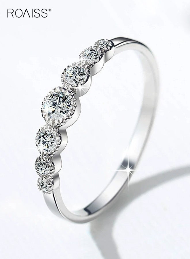 رويس خاتم نسائي بسيط على شكل صف من سبعة نجوم، خاتم عصري متعدد الاستخدامات، خاتم للإصبع الصغير، خاتم للإصبع السبابة، إكسسوار لليد - Image 1