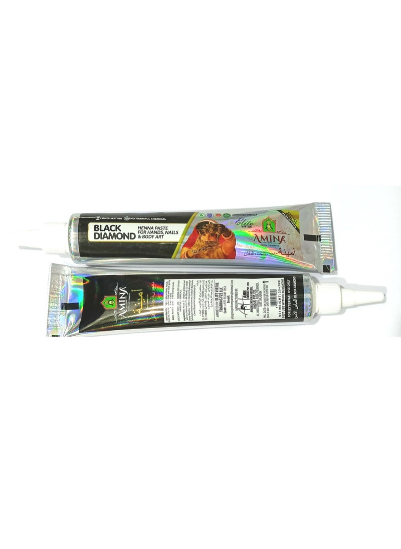 Amina Organic Henna Instant Tattoo Henna Mehendi Tube cone Nail Henna Tube  Black 12 Pieces X 30 gm  - Image 5
