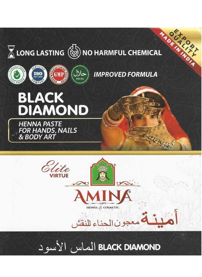 Amina Organic Henna Instant Tattoo Henna Mehendi Tube cone Nail Henna Tube  Black 12 Pieces X 30 gm  - Image 1