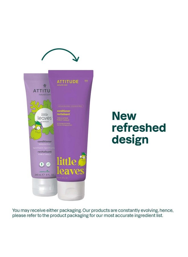 ATTITUDE Natural Conditioner for Kids, Hypoallergenic, Vegan, Plant- and Mineral-Based, Vegan and Cruelty-free, Vanilla and Pear, 8 Fl Oz (11115) - Image 2