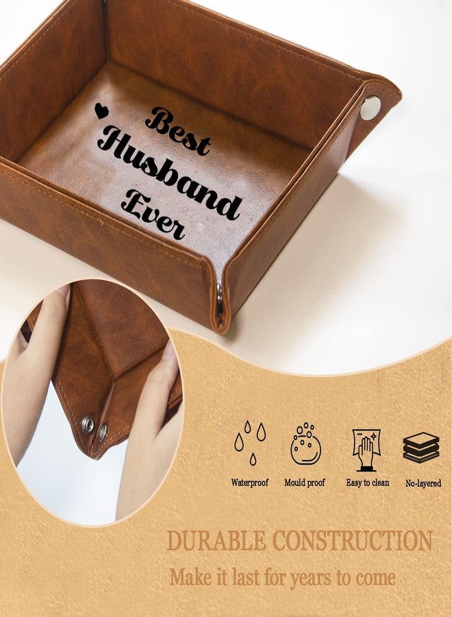 NISCHA Best Husband Ever Gifts for Husband from Wife PU Leather Valet Tray & Keychain, Unique Gifts for Him Husband Who Has Everything at Birthday Valentines Day Christmas Anniversary - Image 4