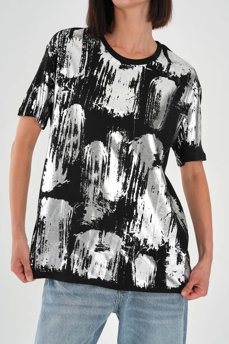 Alexander Gardi Alexandergardi Shiny Printed Crew Neck Women's T-Shirt