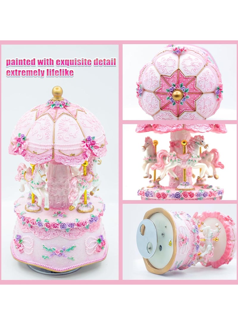Carousel Music Box, Luxury Color Changing LED Light Music Box, Glowing Carousel Music Box Girl Birthday Gift  - Image 3