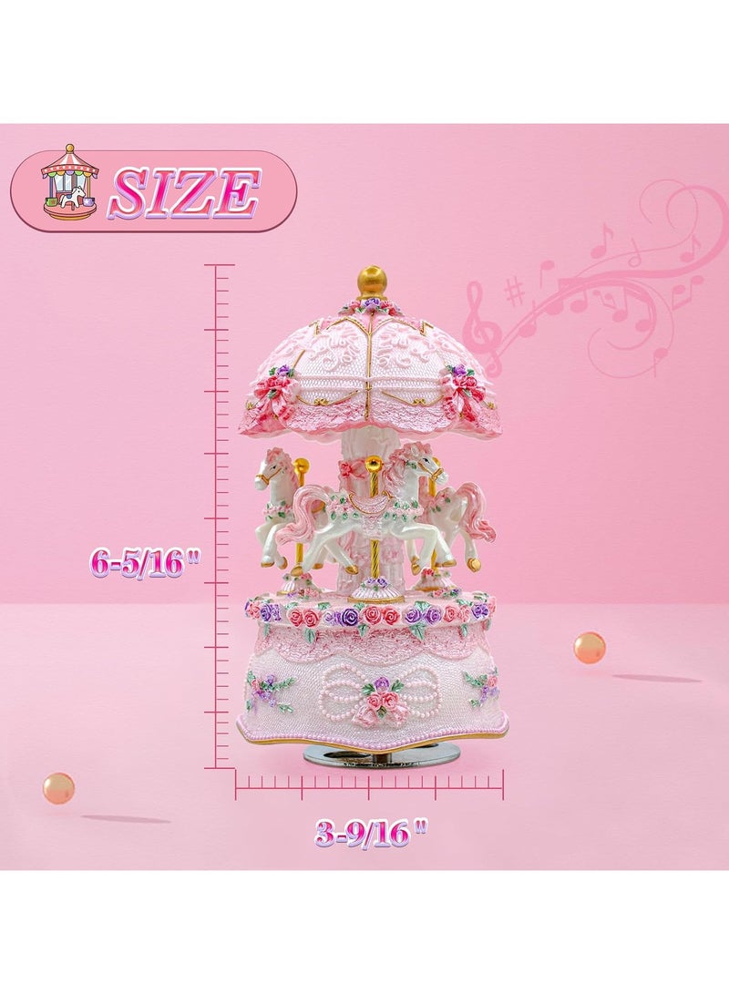 Carousel Music Box, Luxury Color Changing LED Light Music Box, Glowing Carousel Music Box Girl Birthday Gift  - Image 2