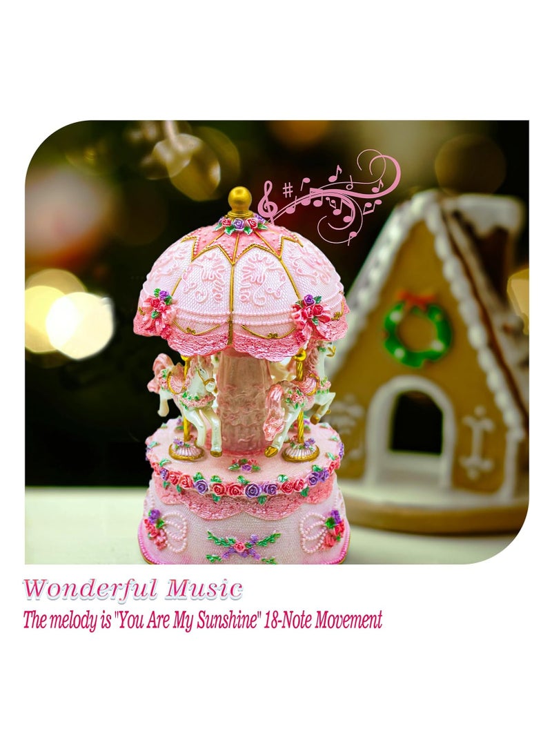 Carousel Music Box, Luxury Color Changing LED Light Music Box, Glowing Carousel Music Box Girl Birthday Gift  - Image 4