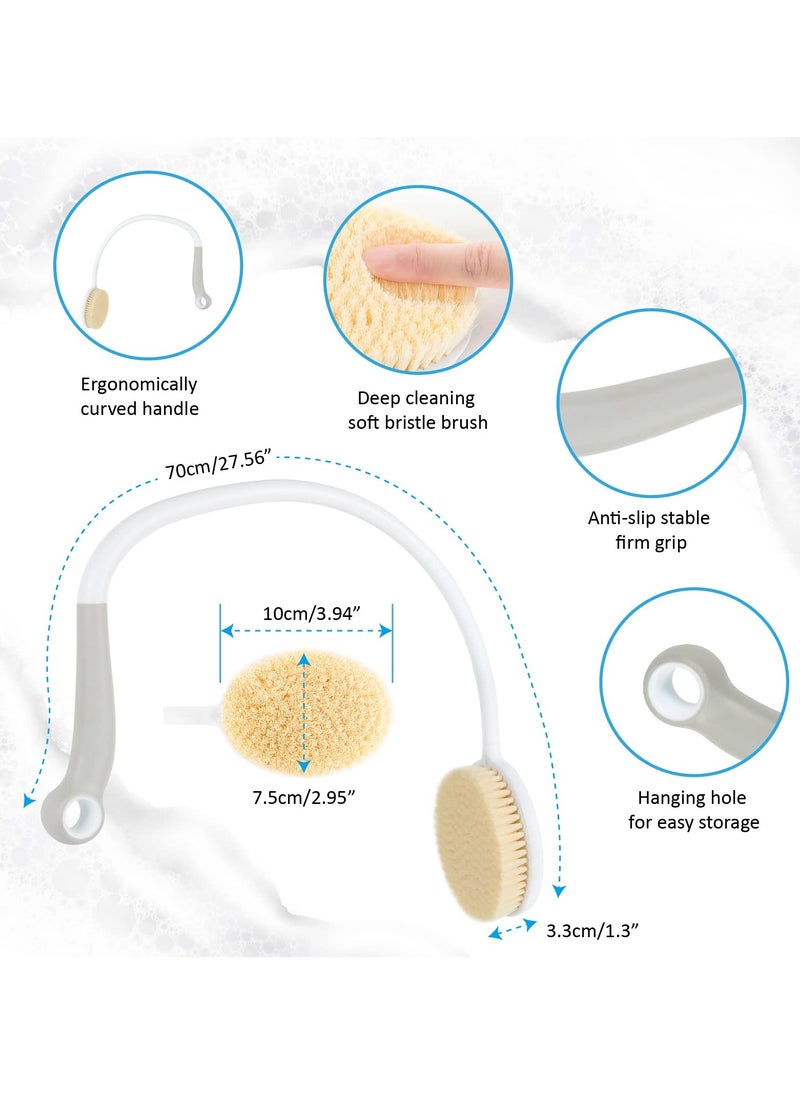 SYOSI - Back Bath Brush Long Handle for Shower, Curved Back Scrubber for The Elderly, Disabled, Limited Mobility, U-Shaped Body Shower Brush for Man and Woman, 27.56” Length - Image 1