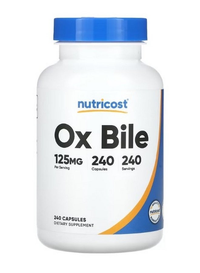 Nutricost Ox Bile  125 Mg  240 Capsules - Image 1
