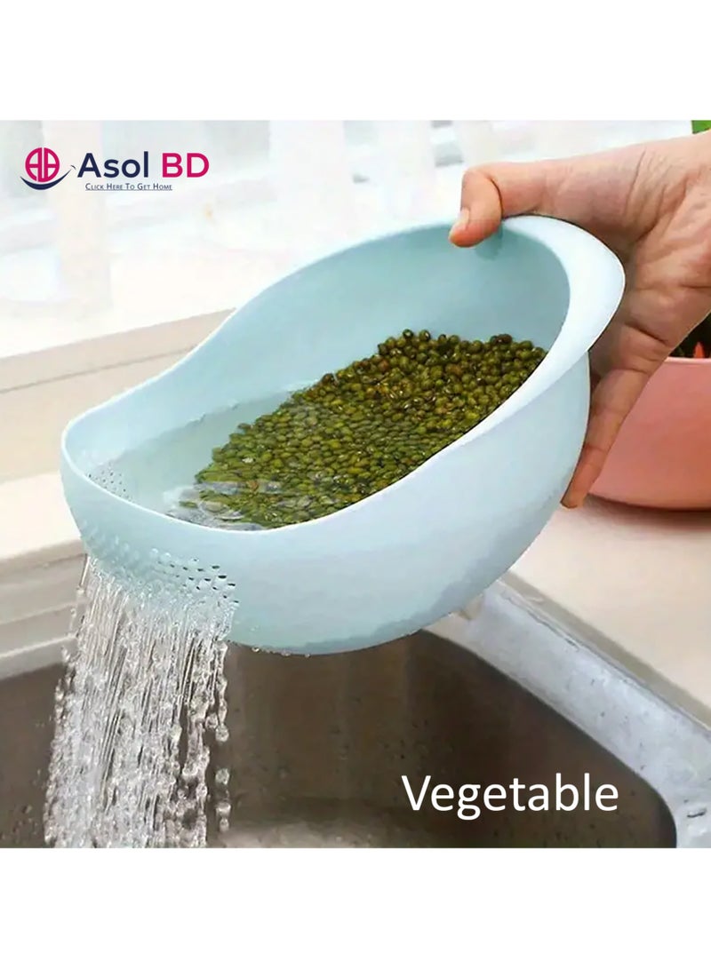AsolBD 1pc Rice Washer Strainer Colanders for Cleaning Vegetable Fruit Pasta bowl Organizer Colander Multifunctional Kitchen Washing Basket Basin, Kitchen Supplies, Dishwasher Safe Colanders - Image 3